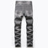 Straight Pants Zipper Denim Men's Ripped Jeans Mid Waisted Jeans